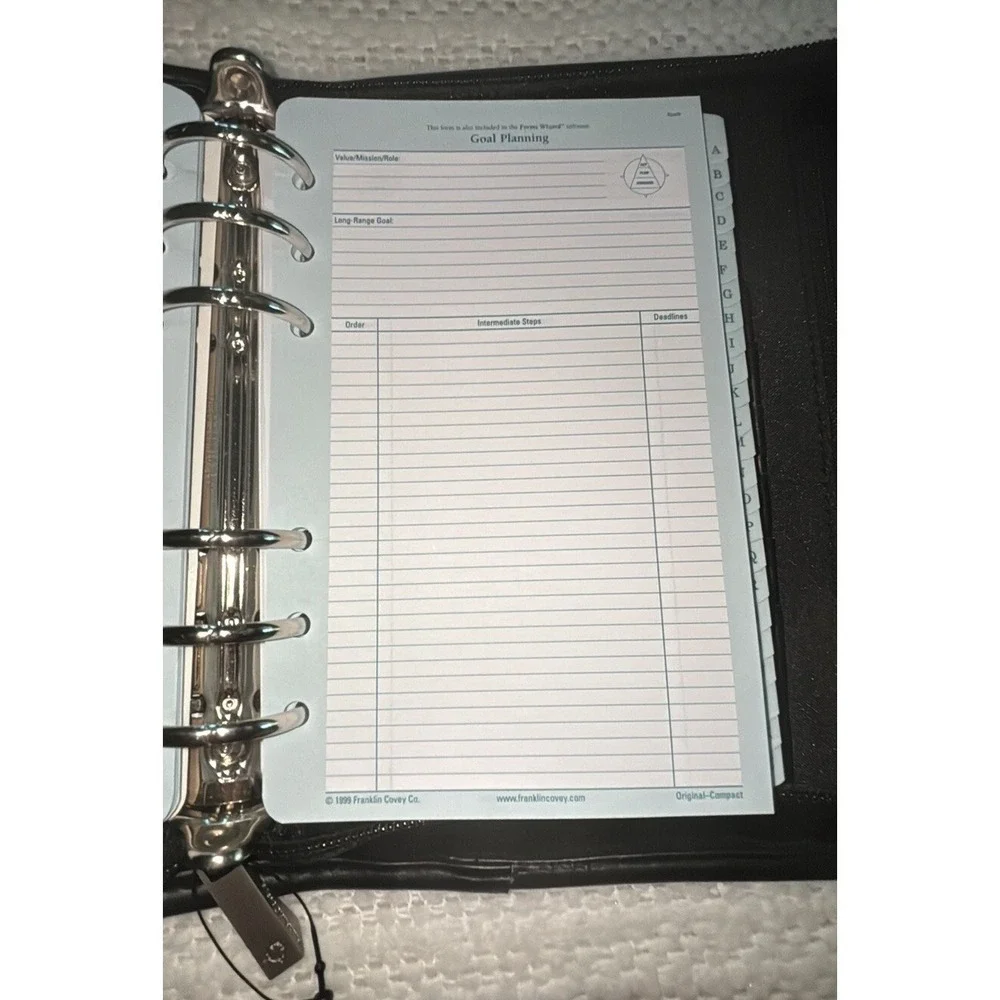 Vtg Franklin Covey Compact System 6 Ring Binder Black NWOT Undated Inserts‎